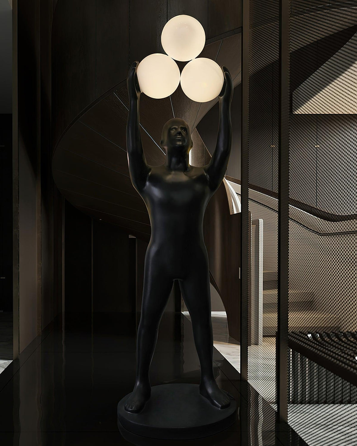 Eurshaia Sculptural Black Floor Lamp