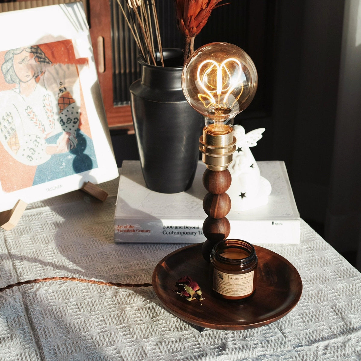Idoryre Wooden Bead Table Lamp