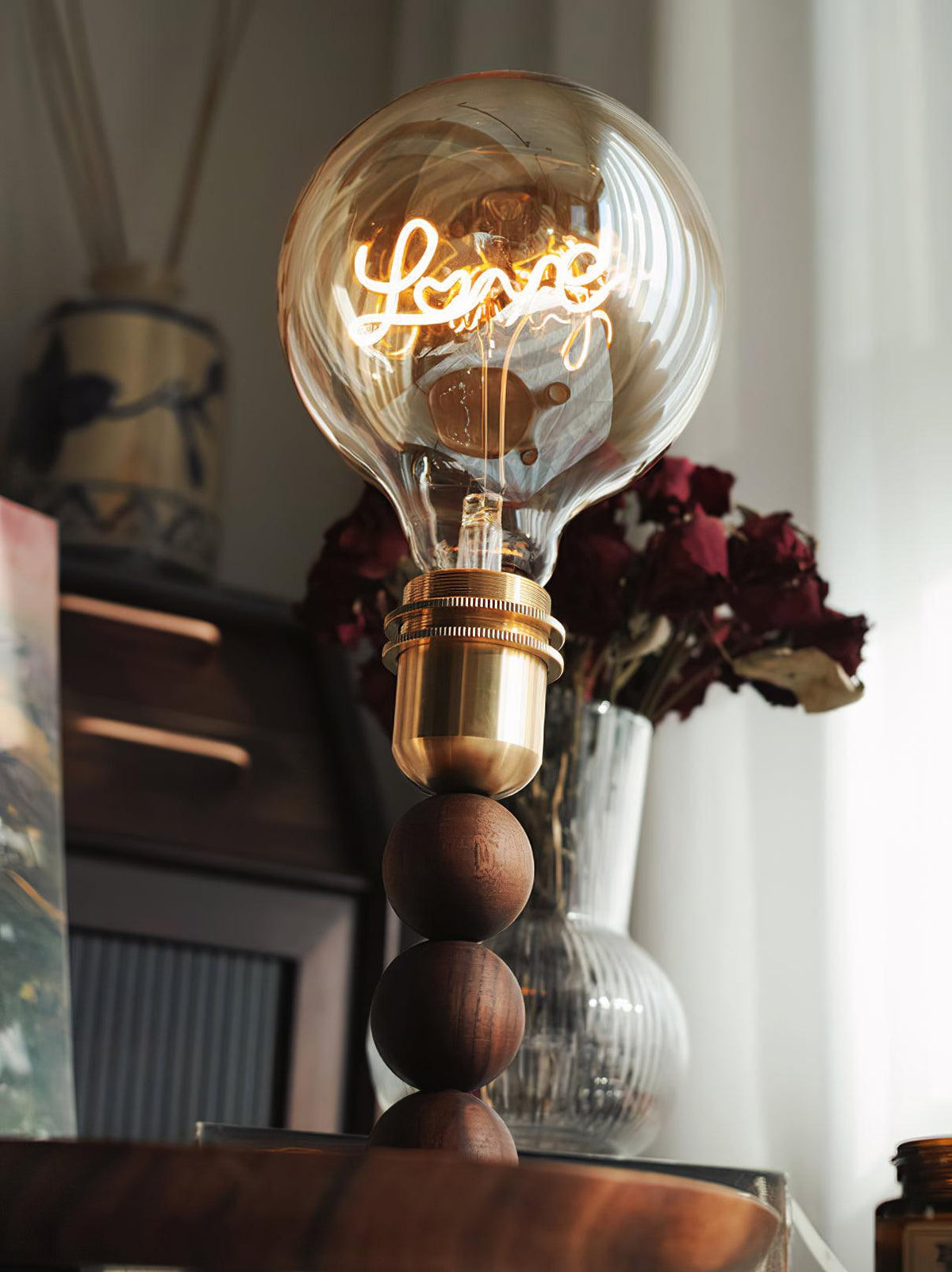 Idoryre Wooden Bead Table Lamp