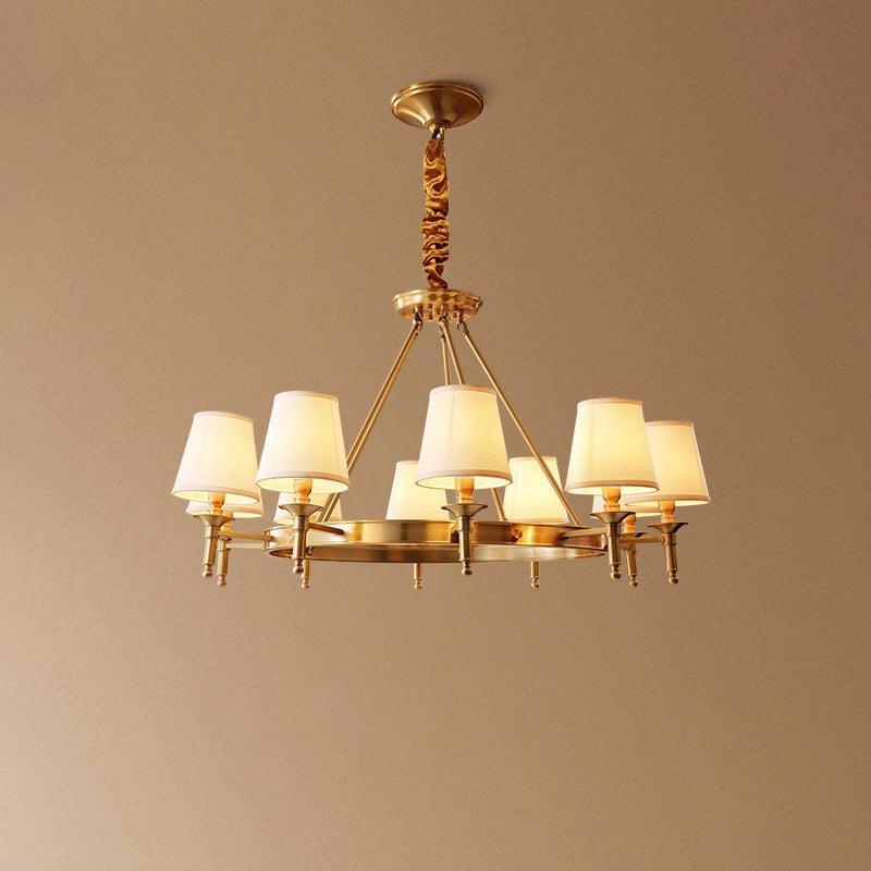 Dyvlen Chandelier Brass Linen Modern 8-Light