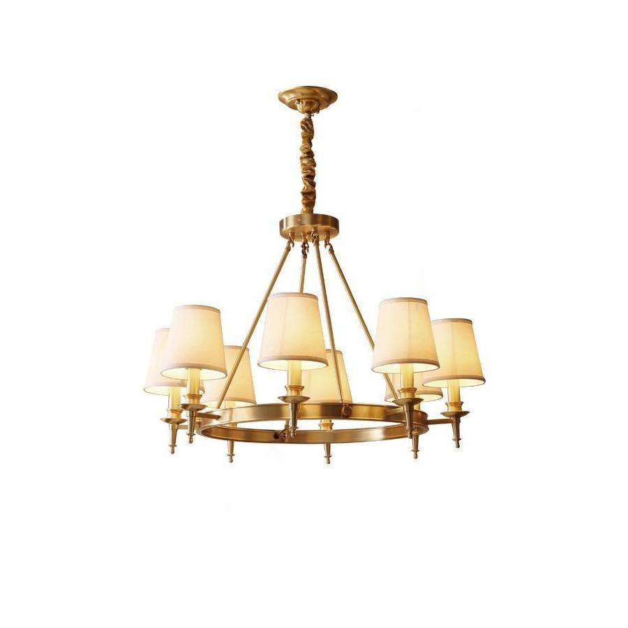 Dyvlen Chandelier Brass Linen Modern 8-Light
