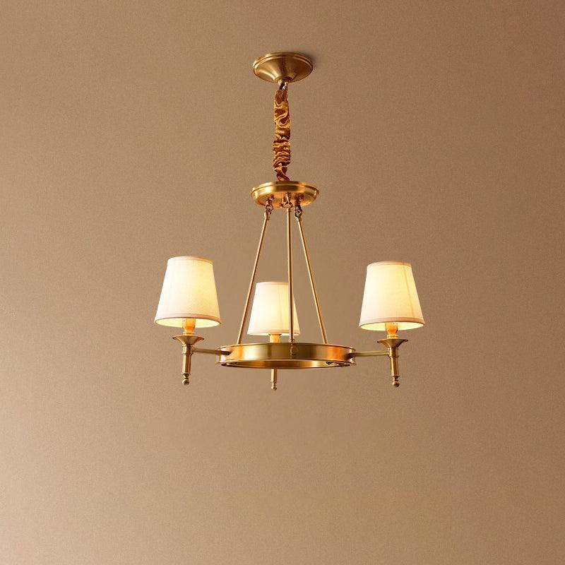 Dyvlen Chandelier Brass Linen Modern 8-Light