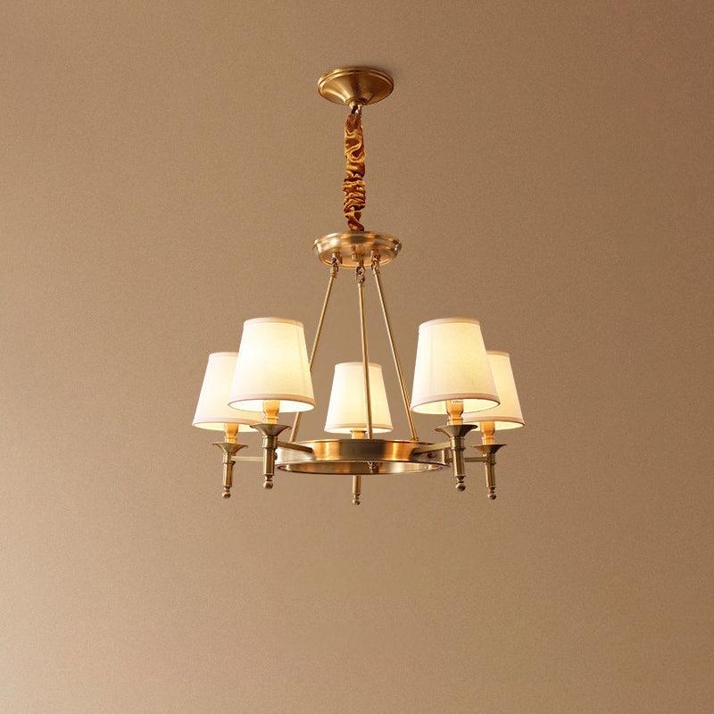 Dyvlen Chandelier Brass Linen Modern 8-Light