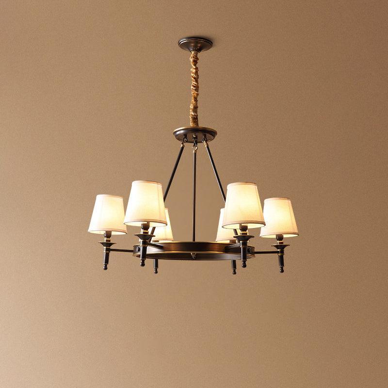 Dyvlen Chandelier Brass Linen Modern 8-Light