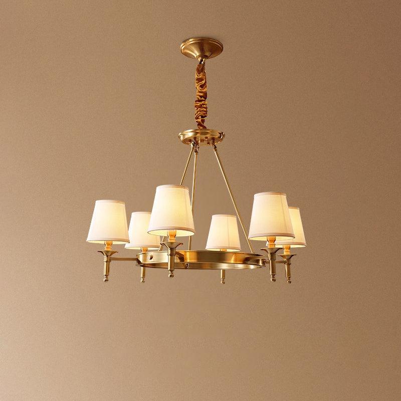 Dyvlen Chandelier Brass Linen Modern 8-Light