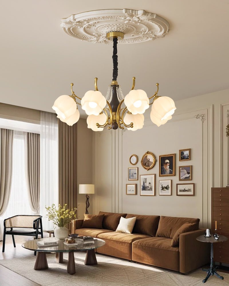 Elvorine Chandelier Wood Glass Vintage