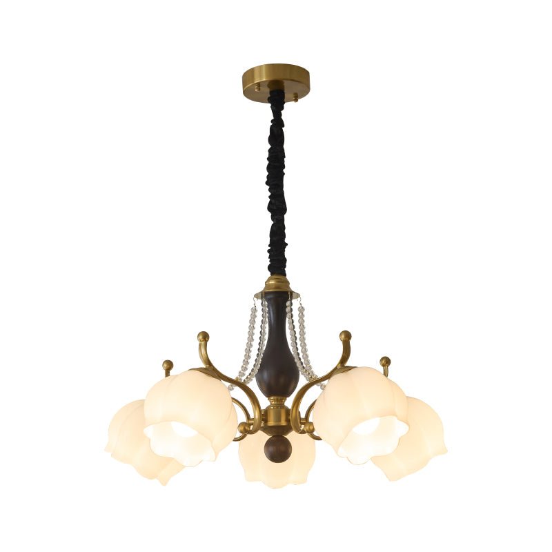Elvorine Chandelier Wood Glass Vintage