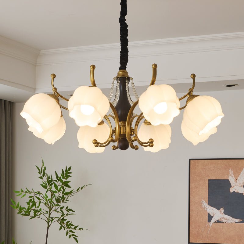 Elvorine Chandelier Wood Glass Vintage