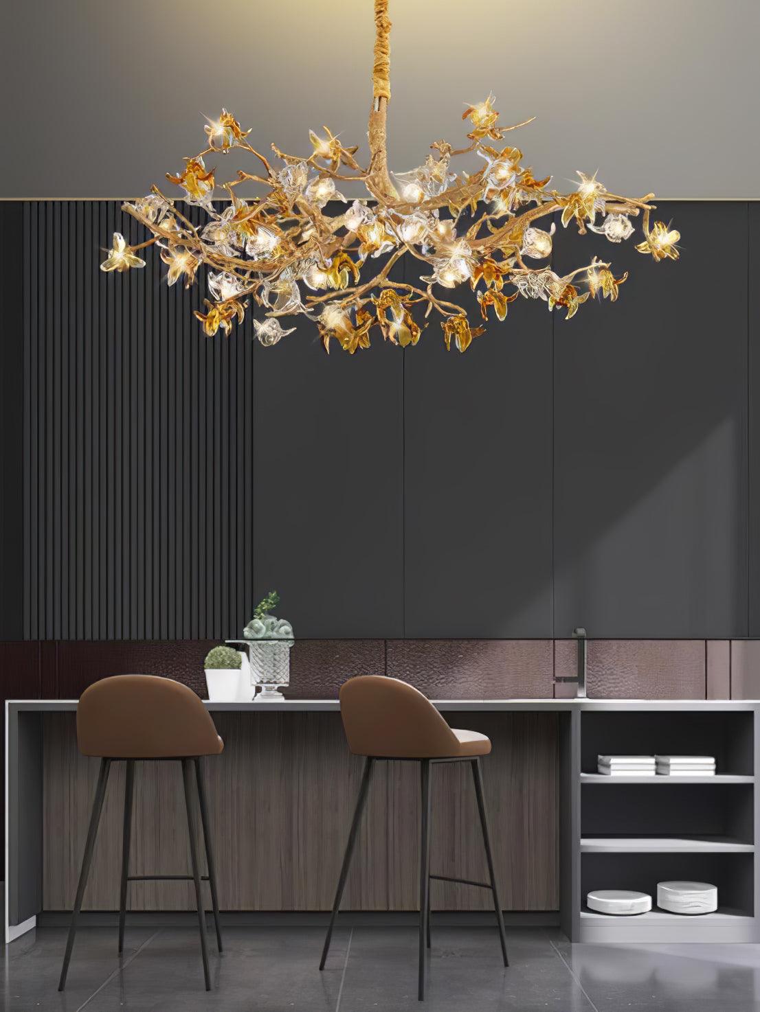 Ulfuvye Postmodern Luxury Branch Brass Crystal Chandelier