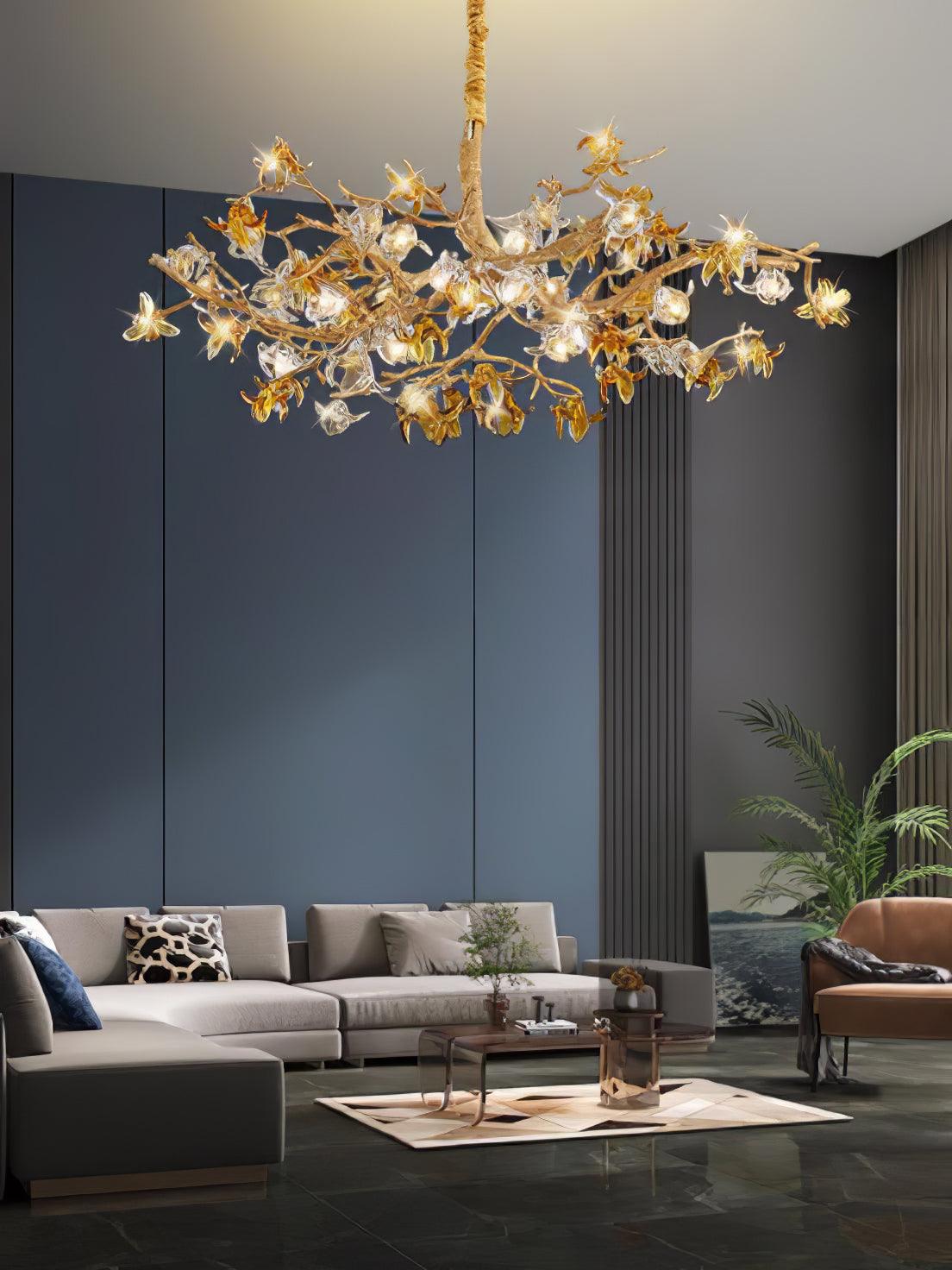 Ulfuvye Postmodern Luxury Branch Brass Crystal Chandelier