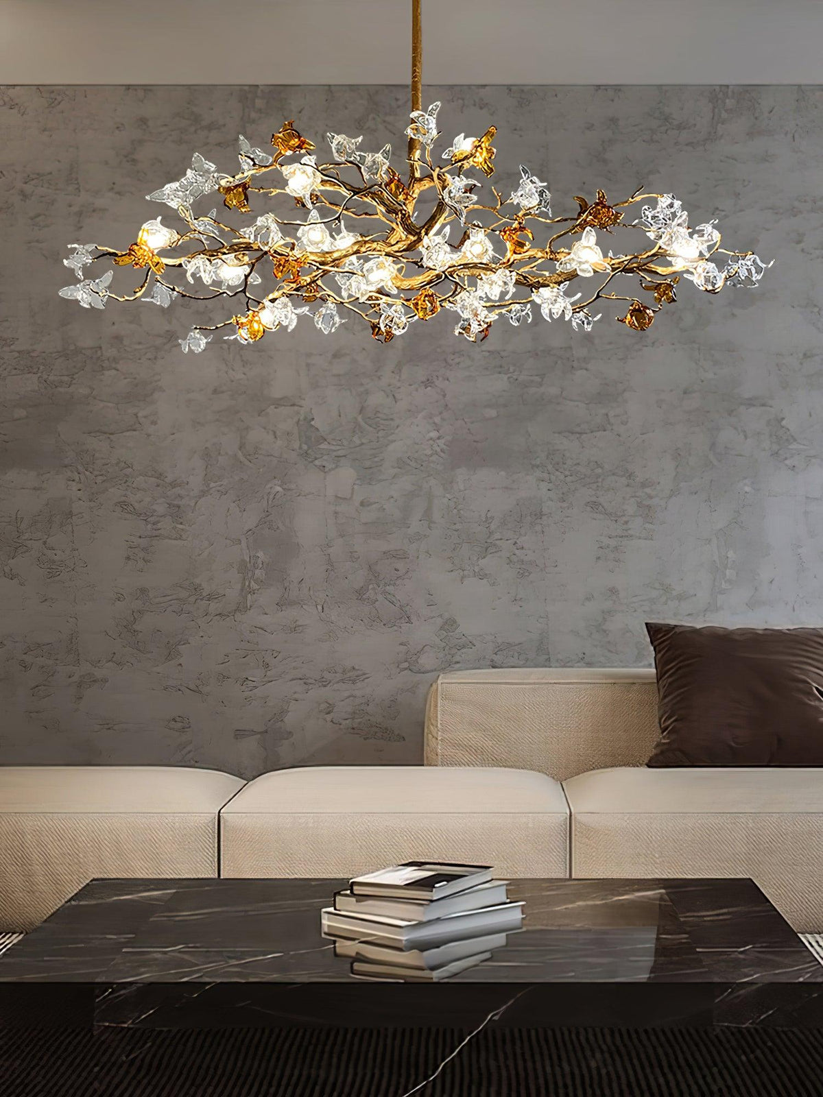 Ulfuvye Postmodern Luxury Branch Brass Crystal Chandelier