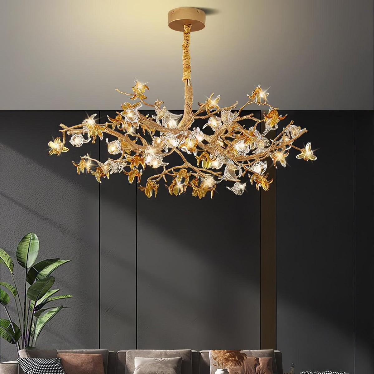 Ulfuvye Postmodern Luxury Branch Brass Crystal Chandelier