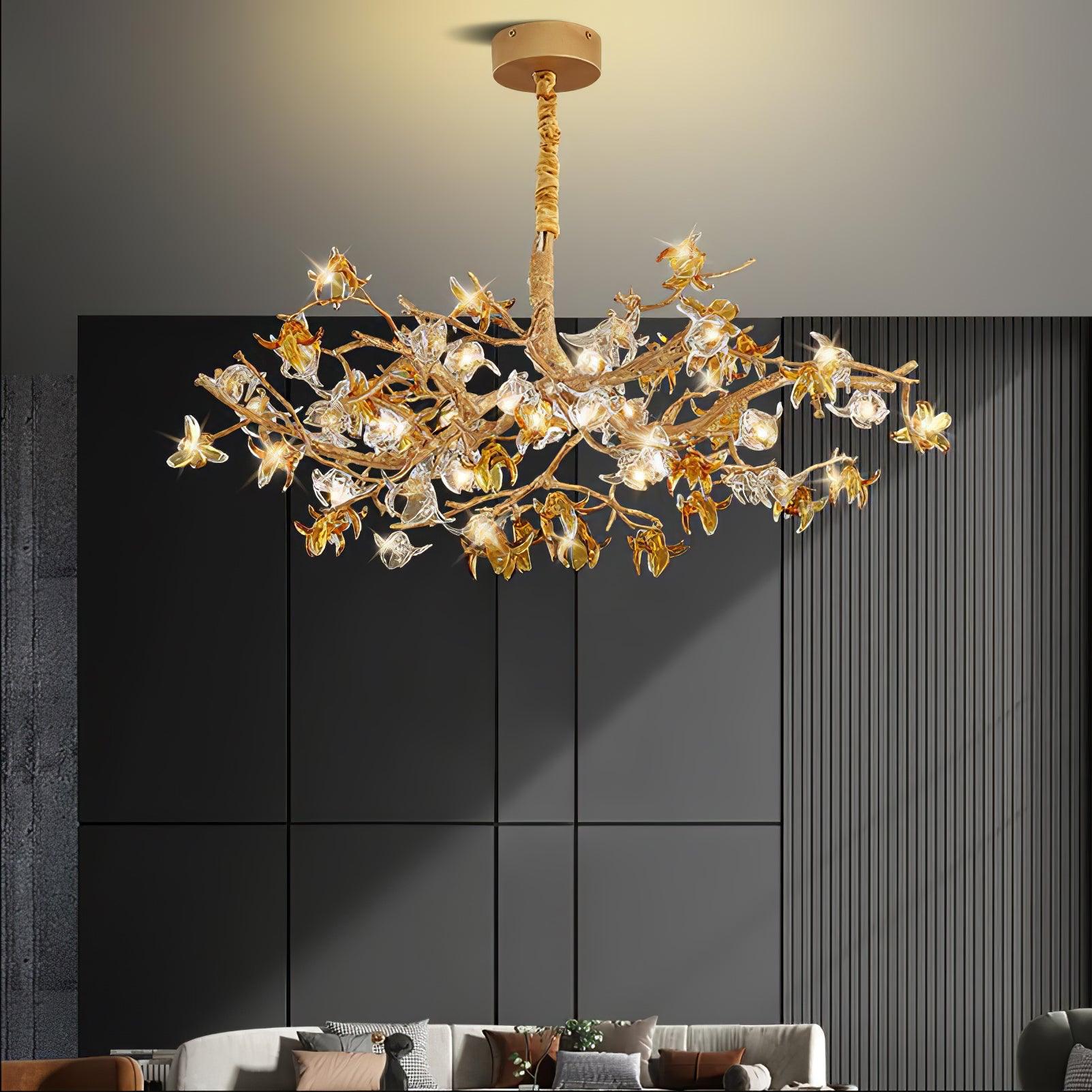 Ulfuvye Postmodern Luxury Branch Brass Crystal Chandelier