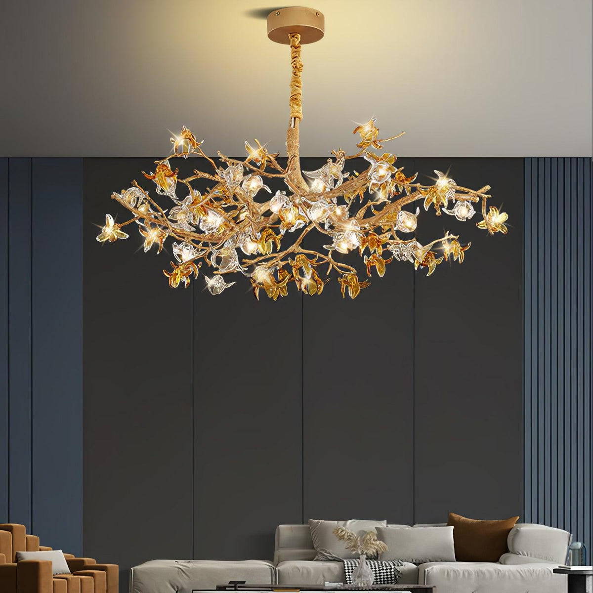 Ulfuvye Postmodern Luxury Branch Brass Crystal Chandelier