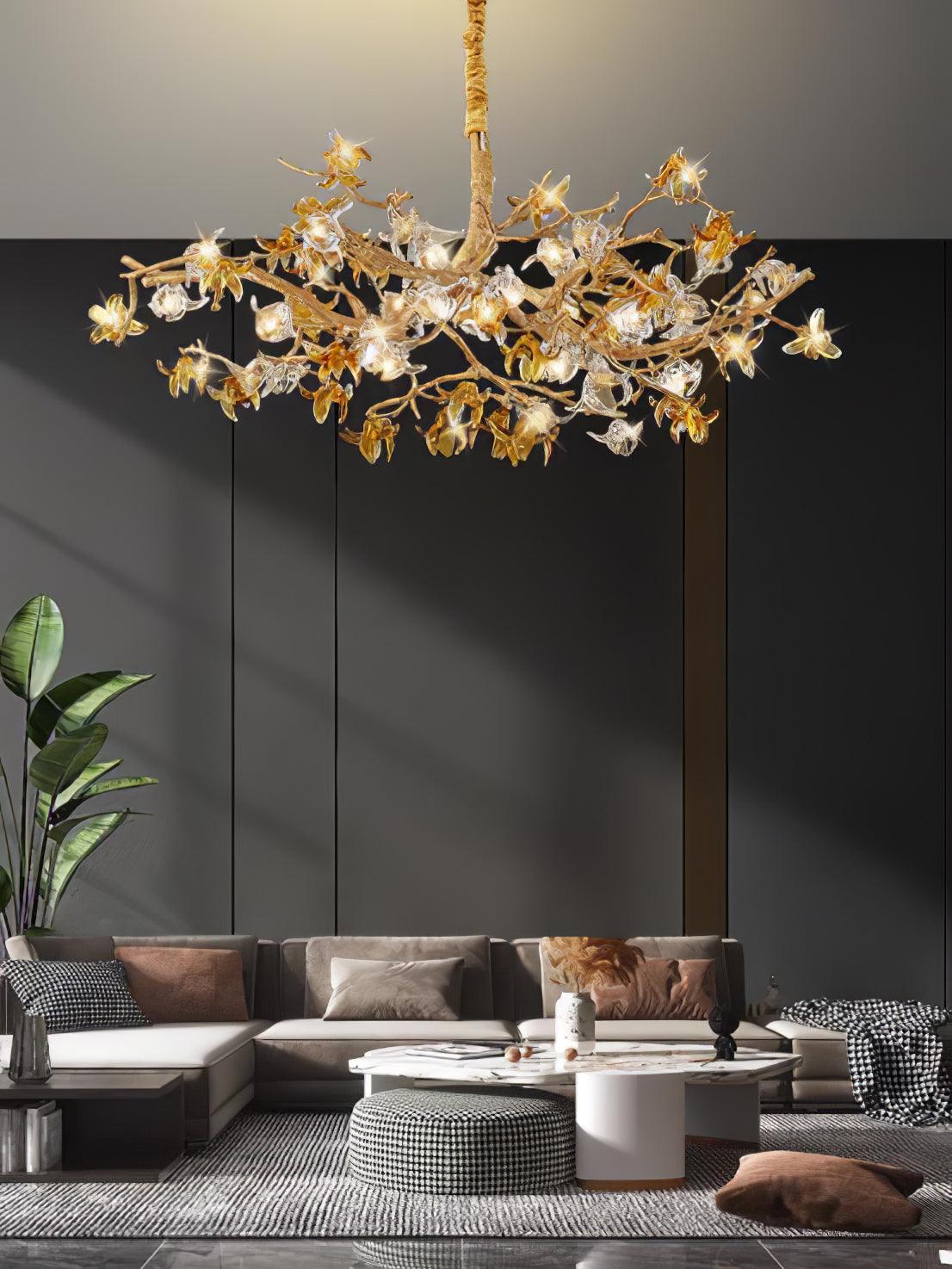 Ulfuvye Postmodern Luxury Branch Brass Crystal Chandelier