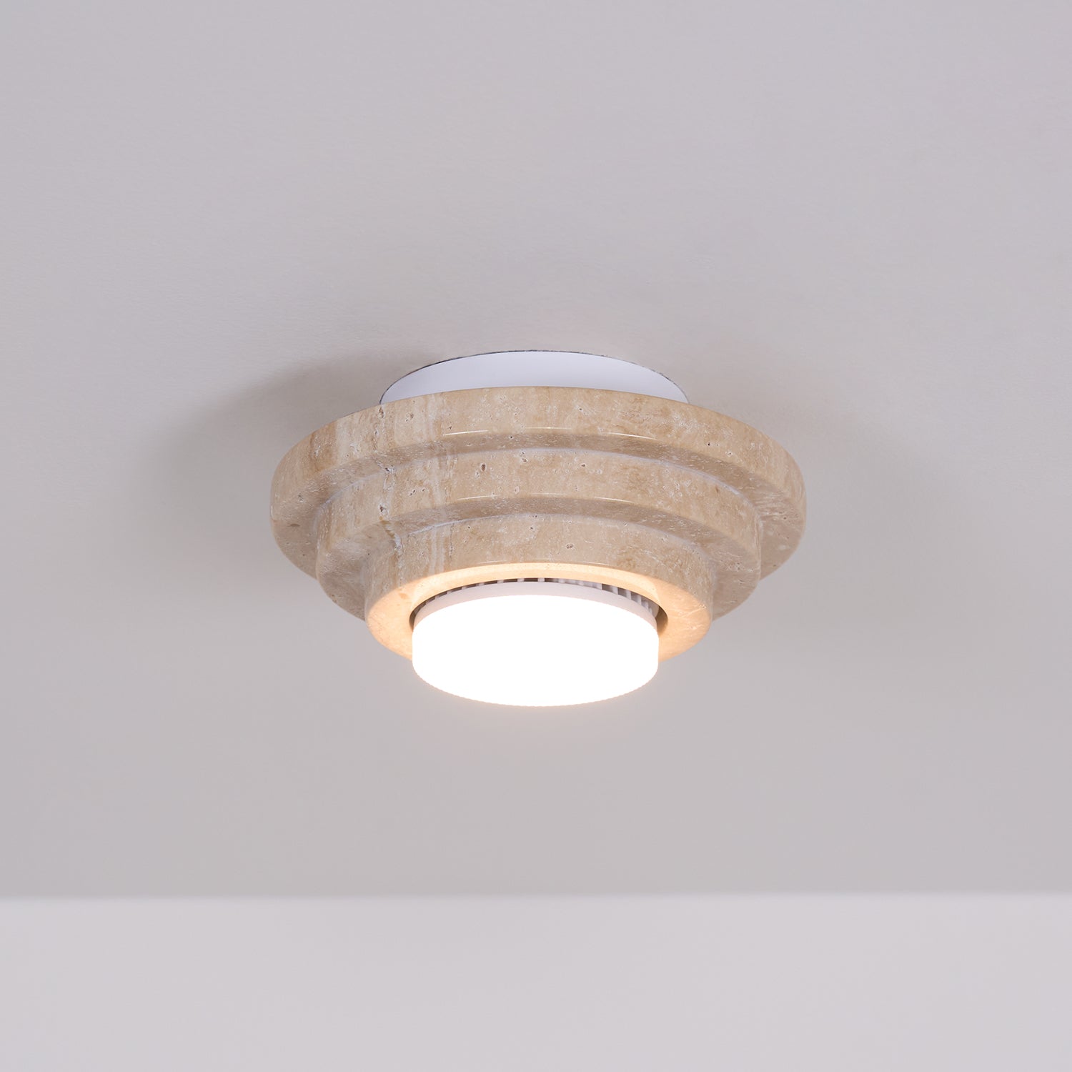 Zadoraris Tiered-Disc Travertine Ceiling Light