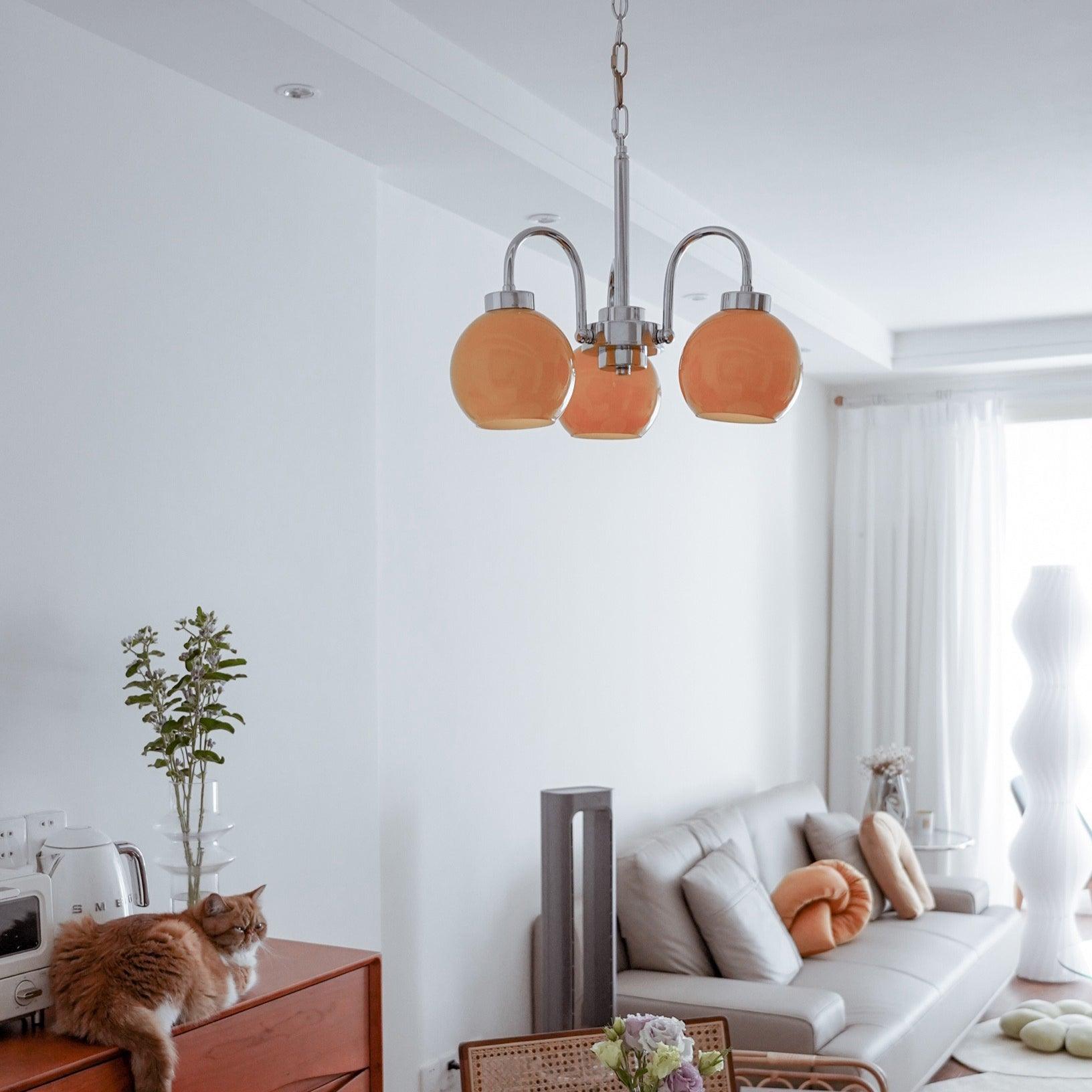 Liororian Chandelier Yellow Glass Globes