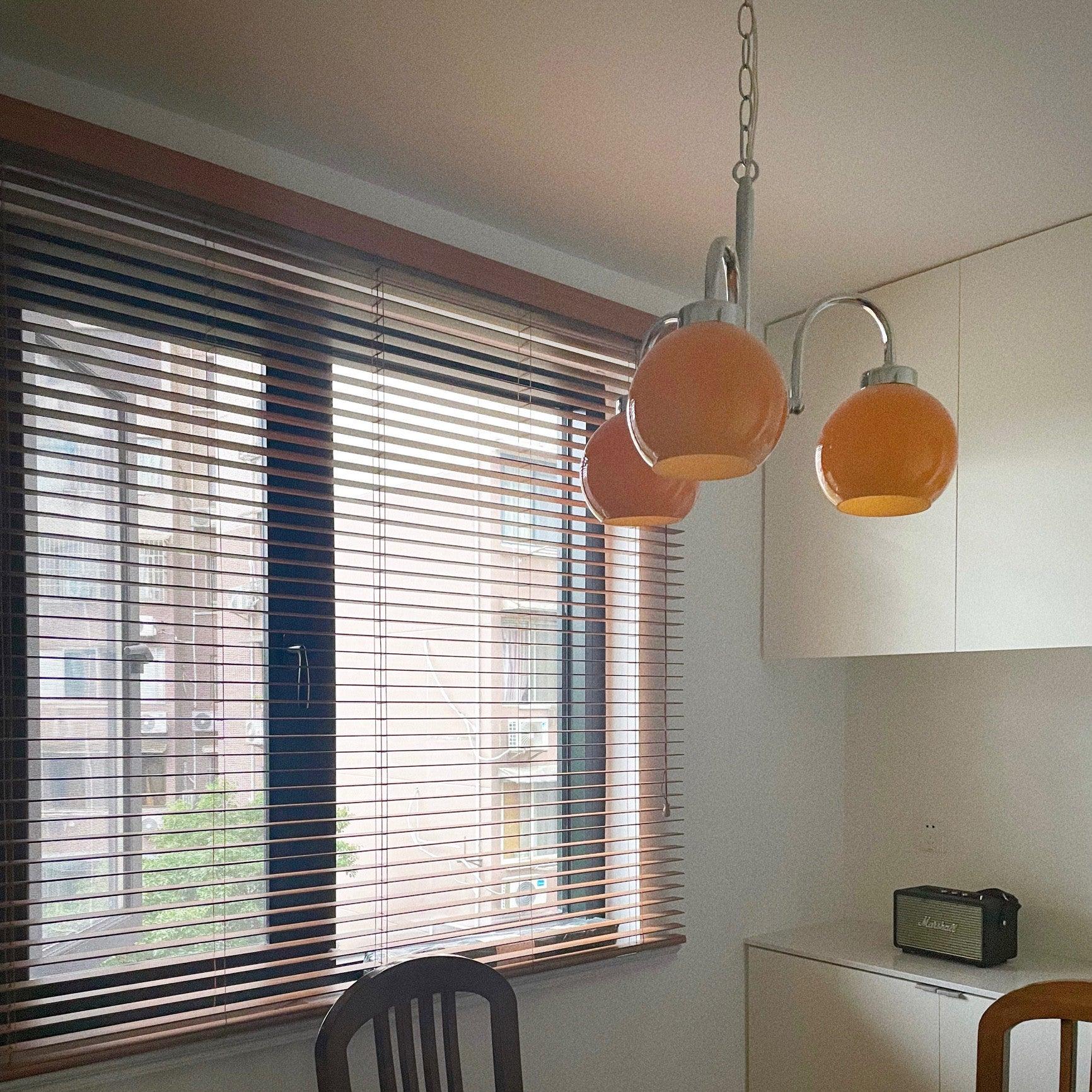Liororian Chandelier Yellow Glass Globes