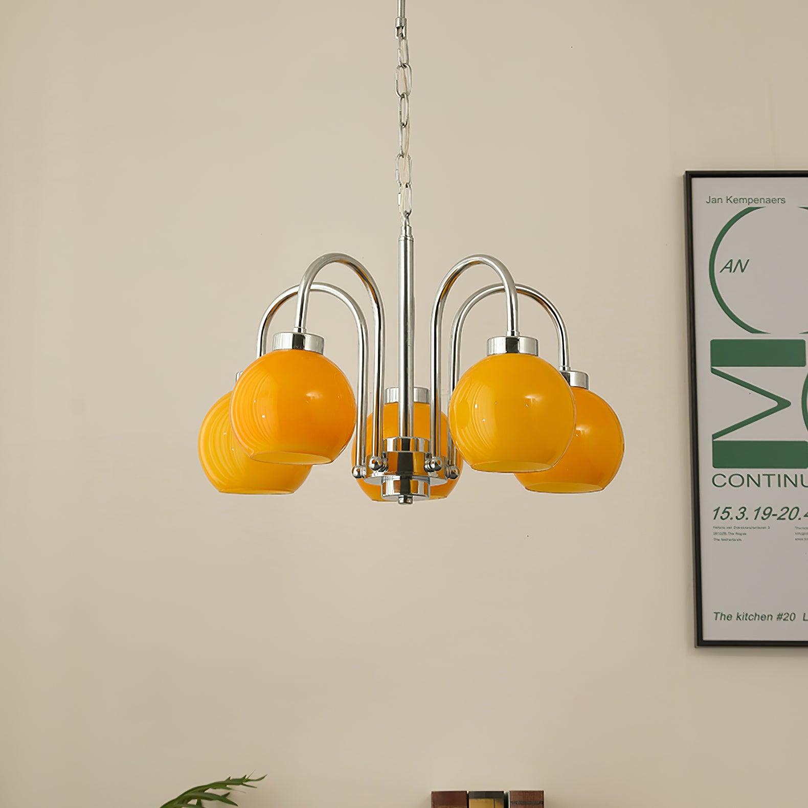 Liororian Chandelier Yellow Glass Globes