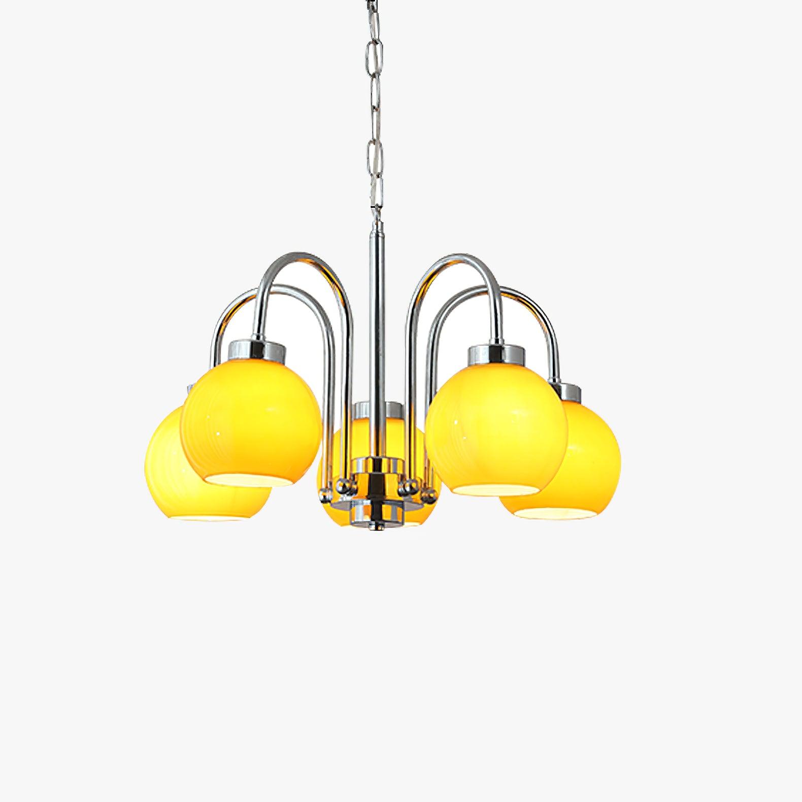 Liororian Chandelier Yellow Glass Globes