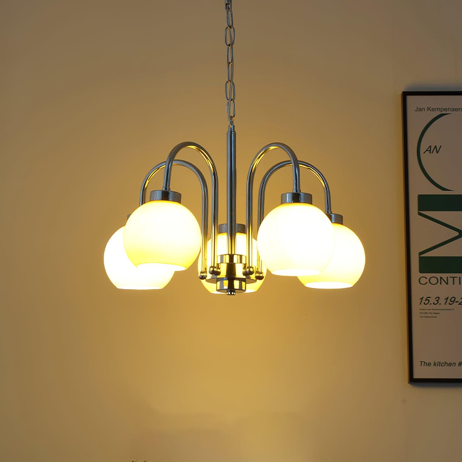 Liororian Chandelier Yellow Glass Globes