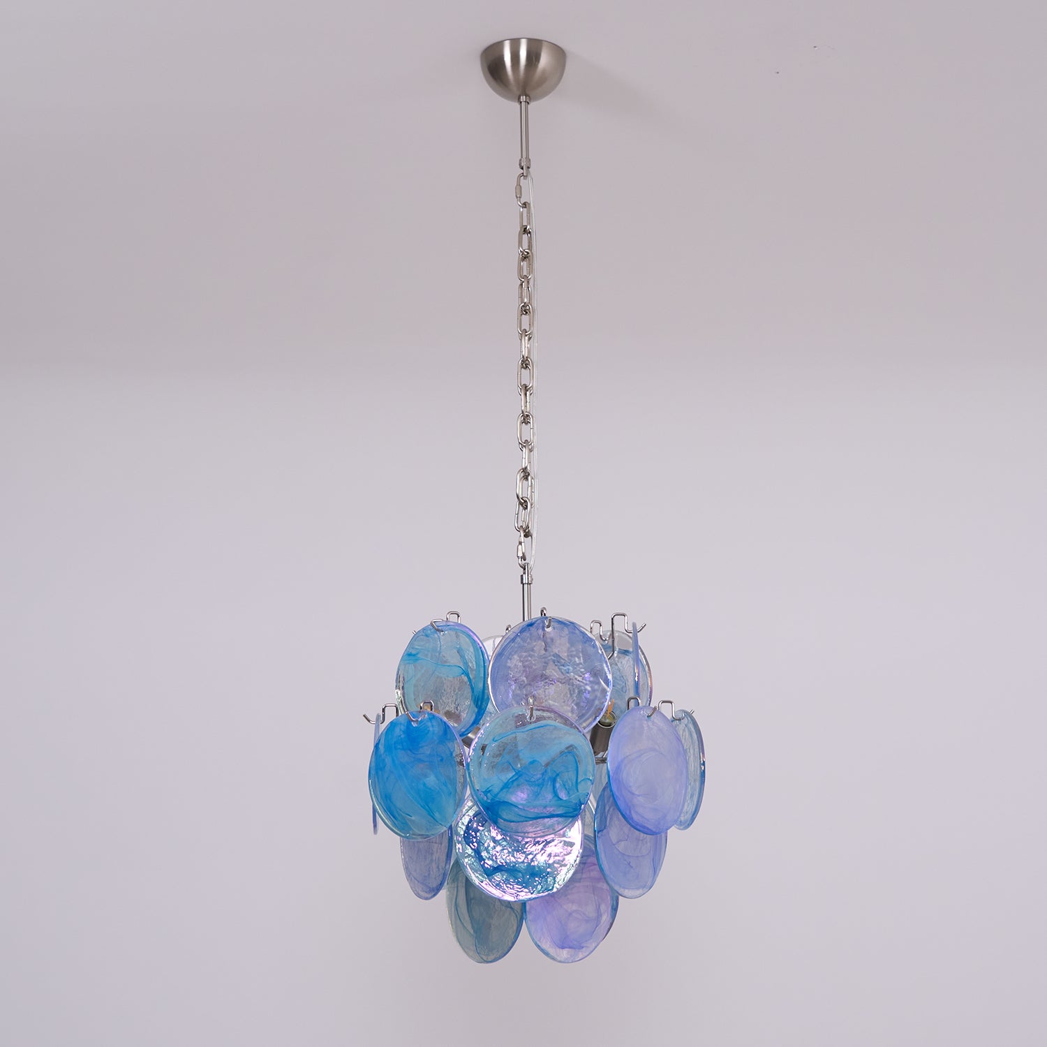 Eclion Chandelier Aqua Blue Murano Glass Disc Coastal