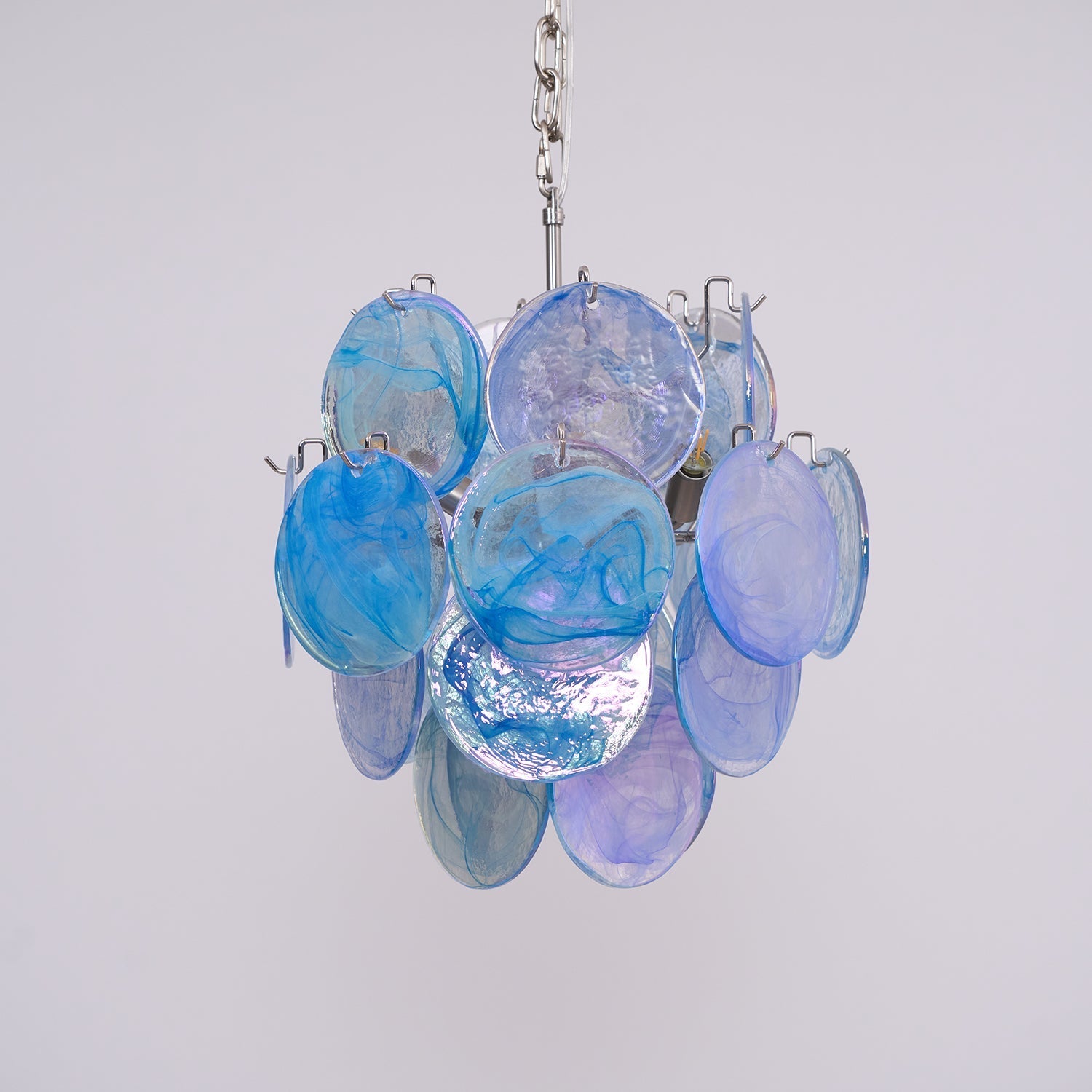 Eclion Chandelier Aqua Blue Murano Glass Disc Coastal