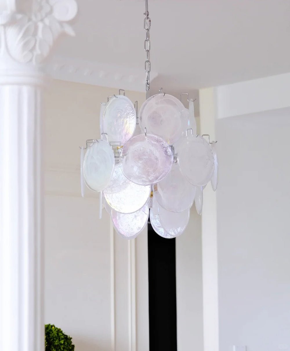 Lioruora Chandelier Apricot Murano Glass Disc Layered Artistic