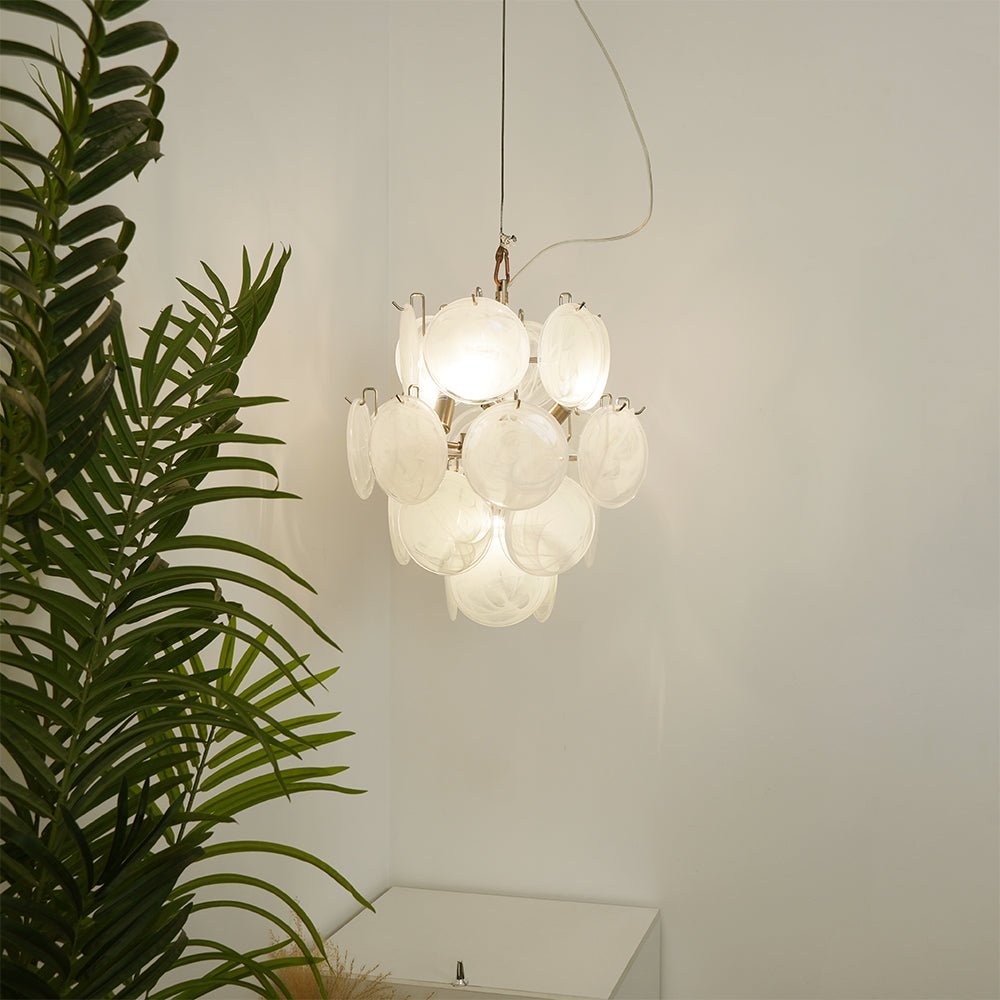 Lioruora Chandelier Apricot Murano Glass Disc Layered Artistic