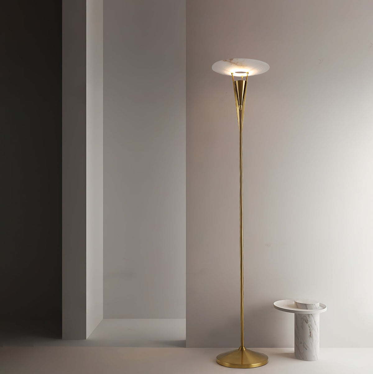 Veloros Cone Alabaster Floor Lamp