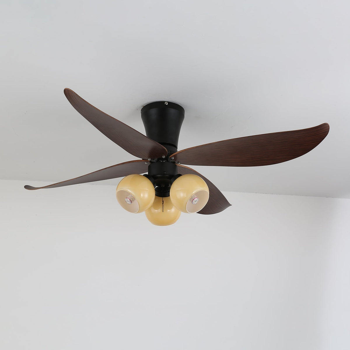 Lunair Vintage Wood Glass Ceiling Fan Light