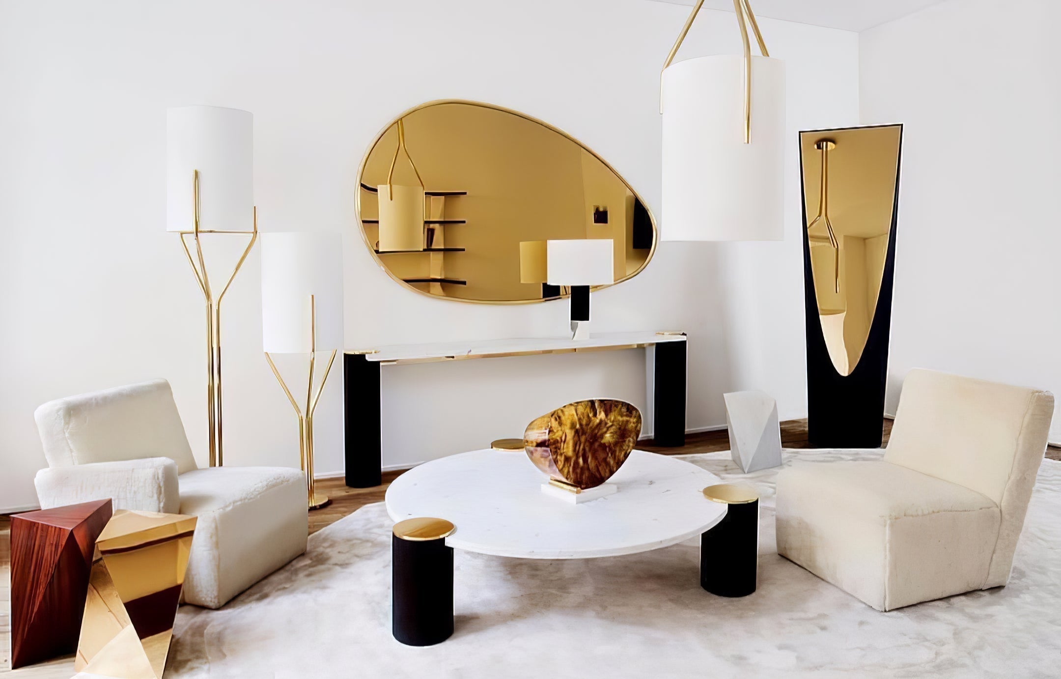 Aureina Glam Brass Floor Lamp