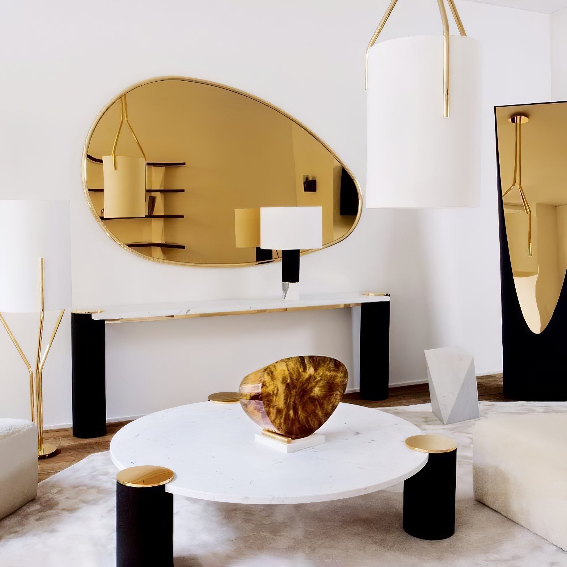 Aureina Glam Brass Floor Lamp
