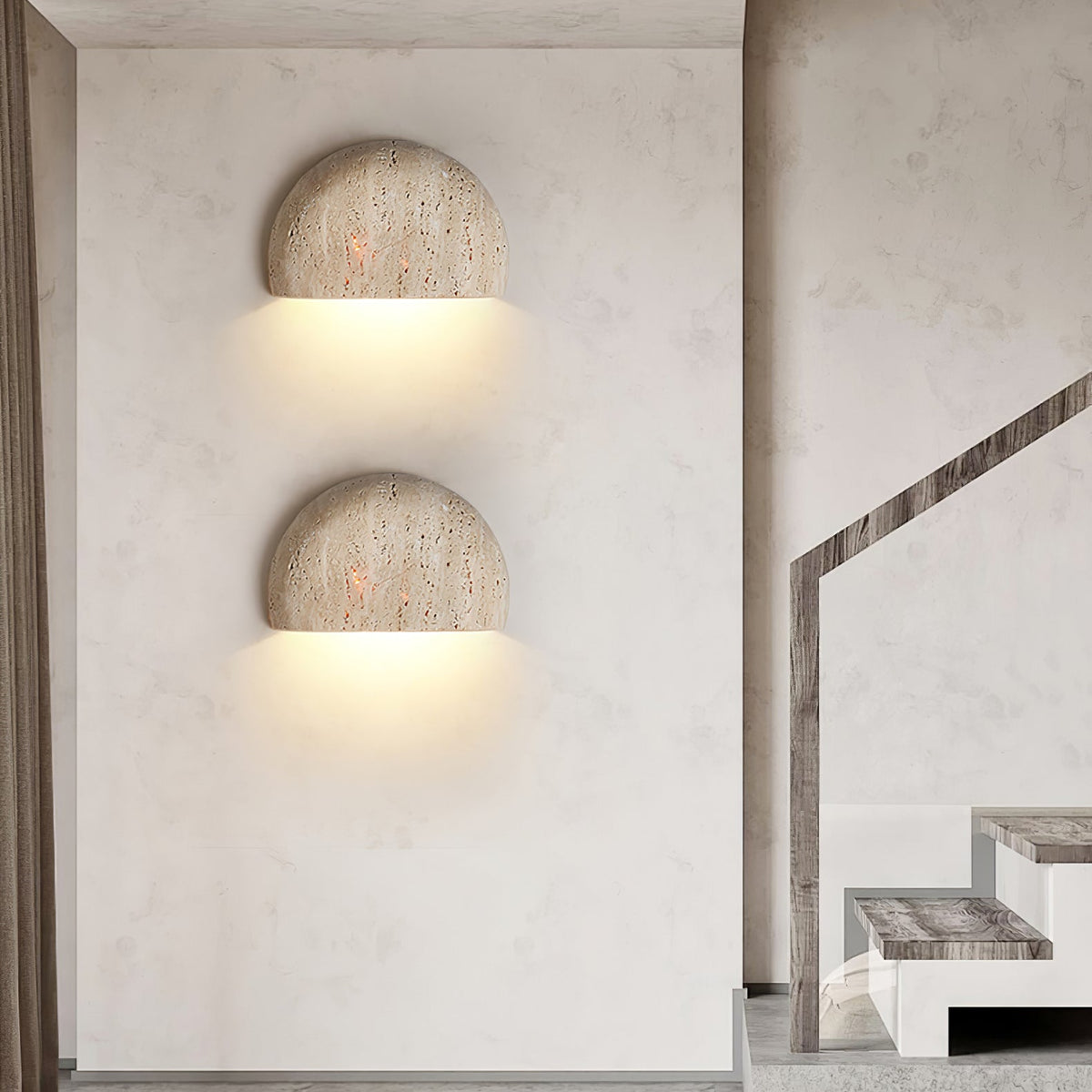 Armarel Half Moon Travertine Wall Light