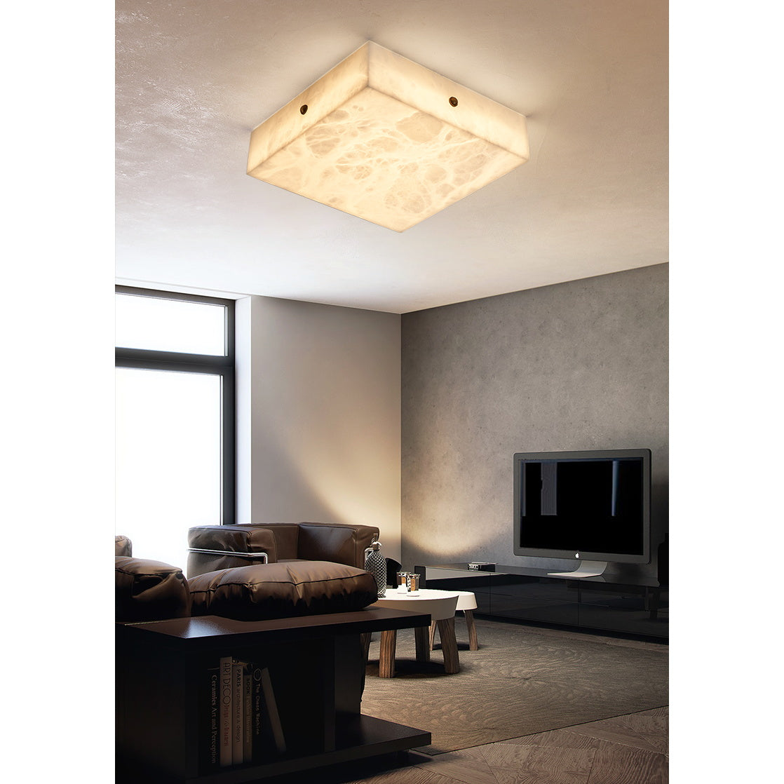 Rauduvys Modern Minimalist Alabaster Ceiling Light