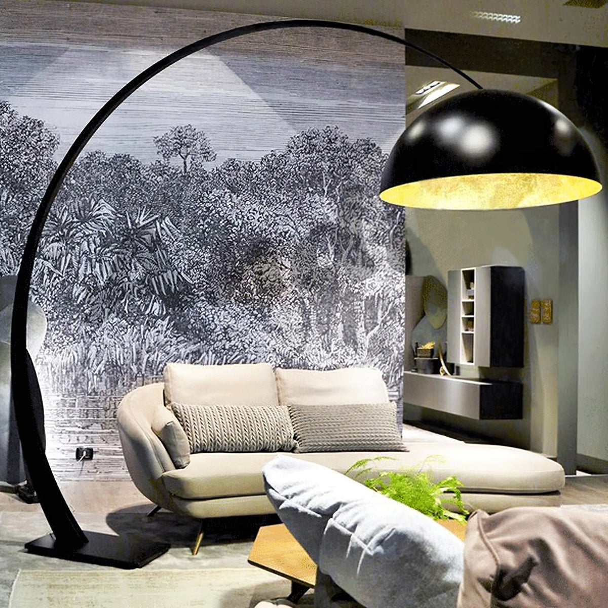 Cutalus Curved Black Arc Floor Lamp