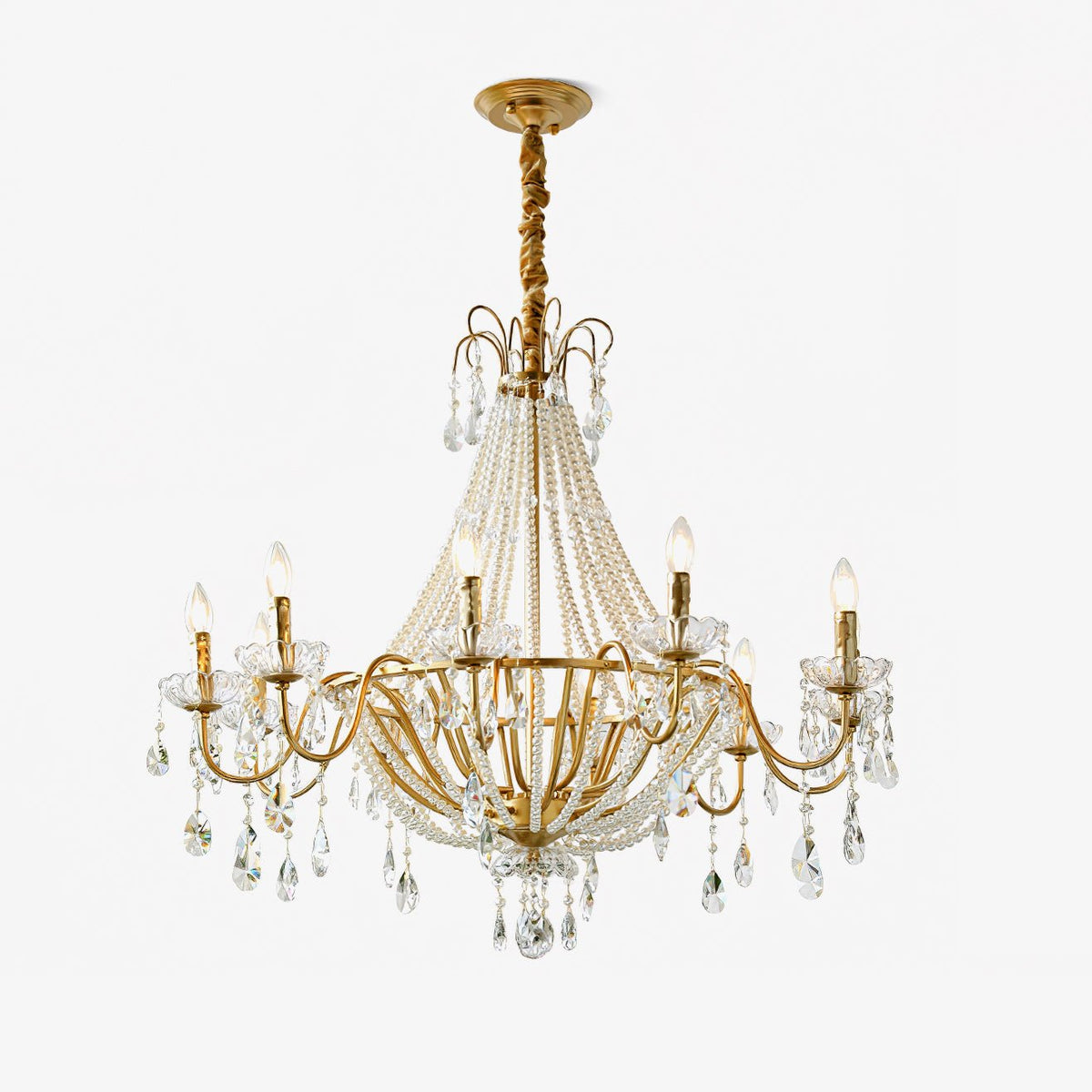 Eurvaros Vintage Crystal Brass Chandelier