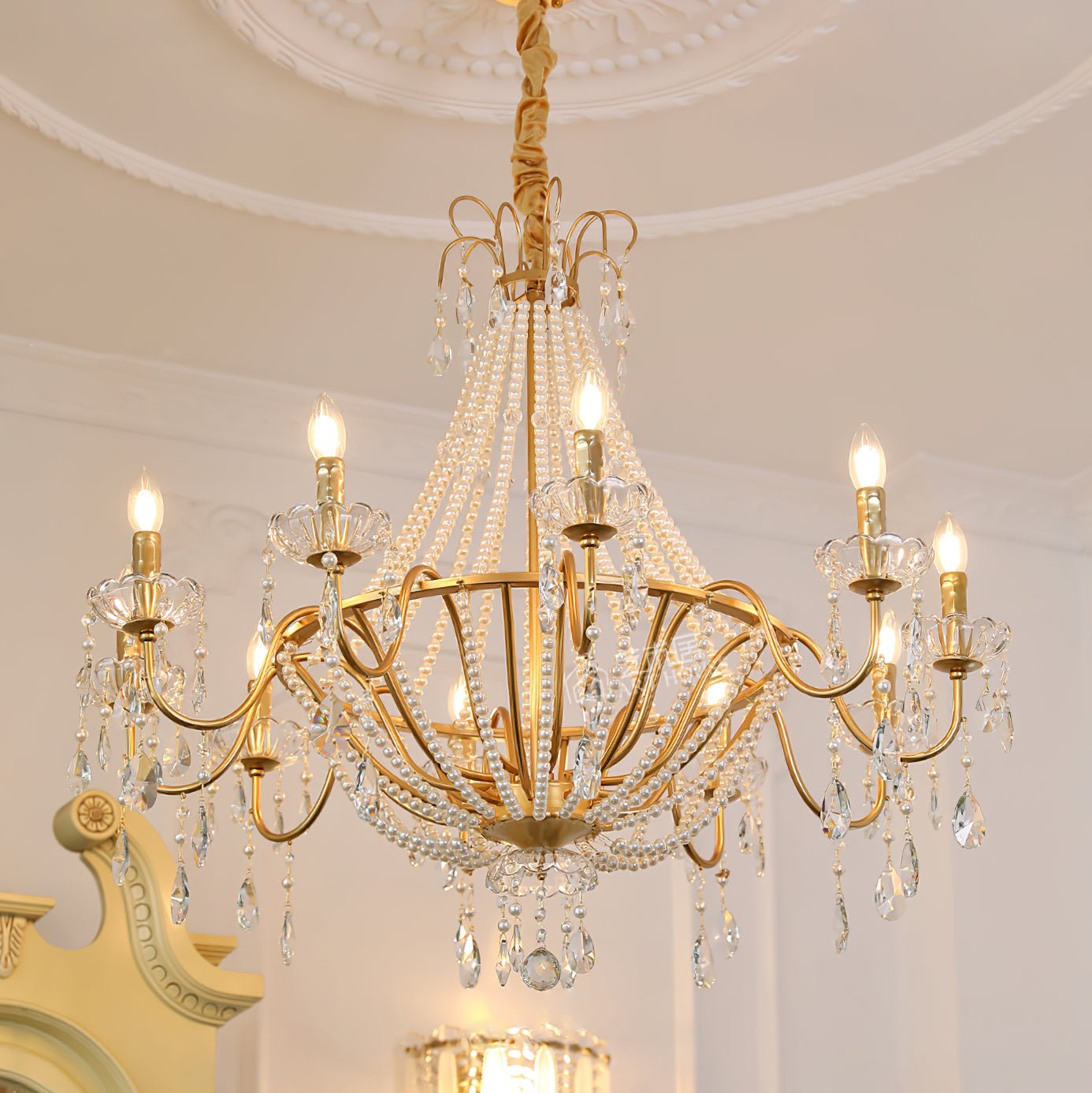 Eurvaros Vintage Crystal Brass Chandelier
