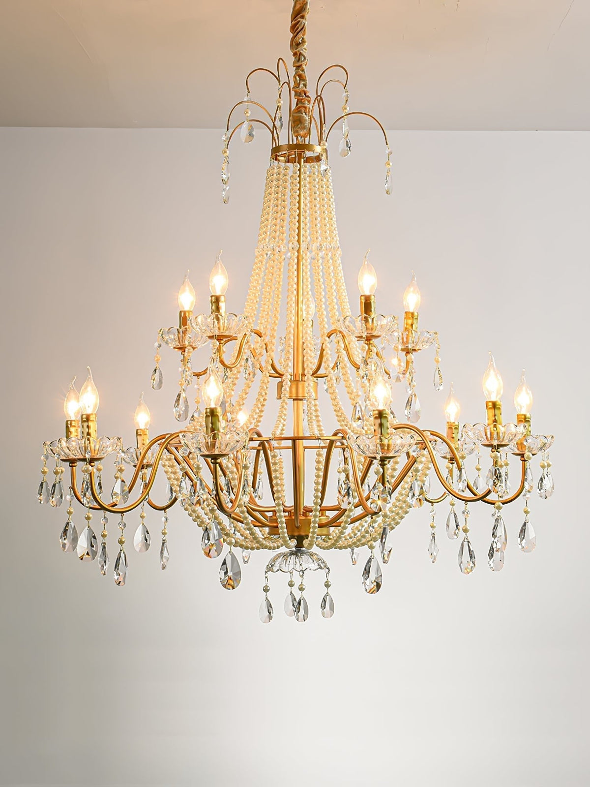 Eurvaros Vintage Crystal Brass Chandelier