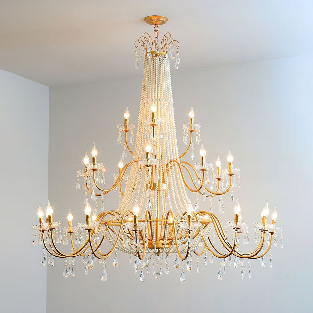 Eurvaros Vintage Crystal Brass Chandelier