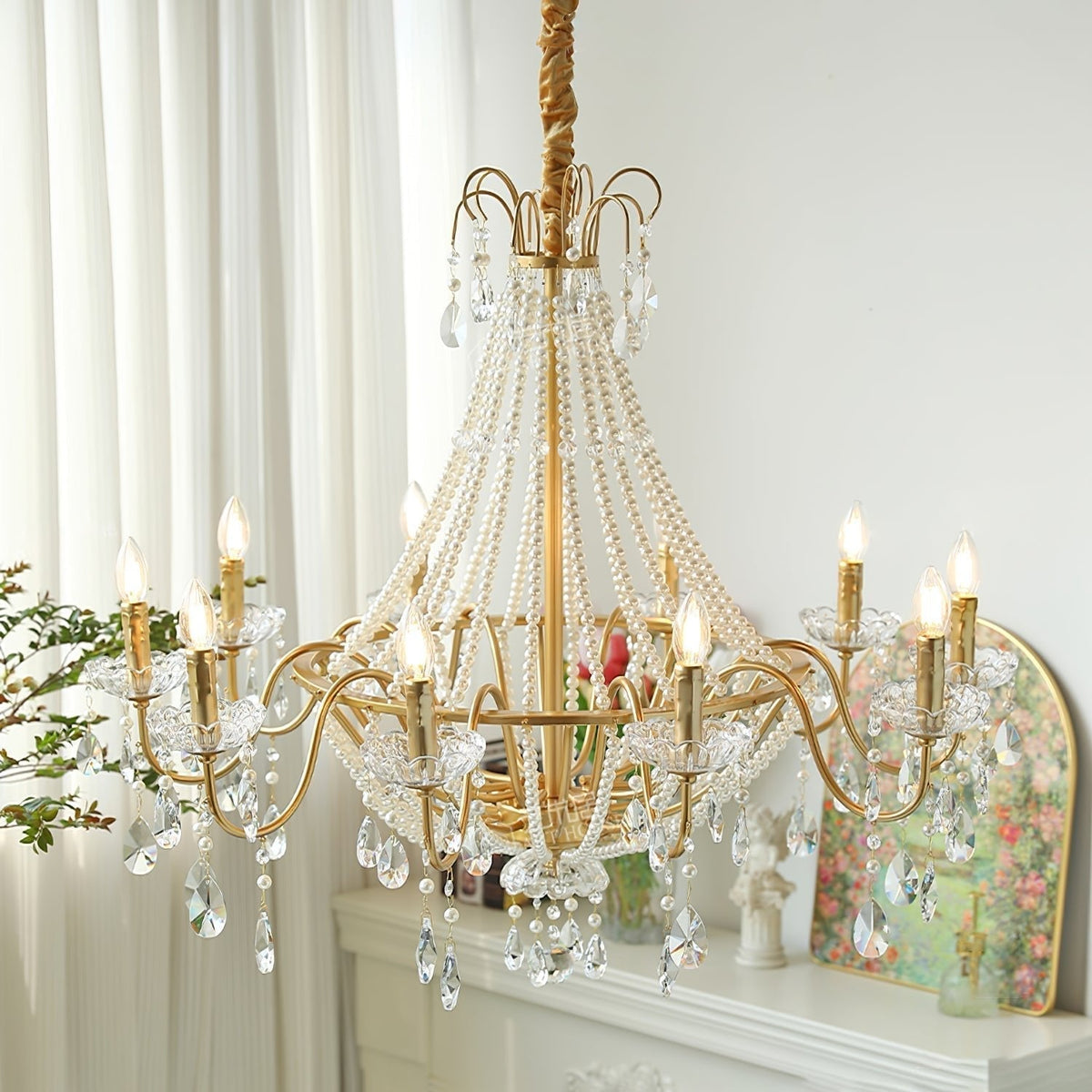 Eurvaros Vintage Crystal Brass Chandelier