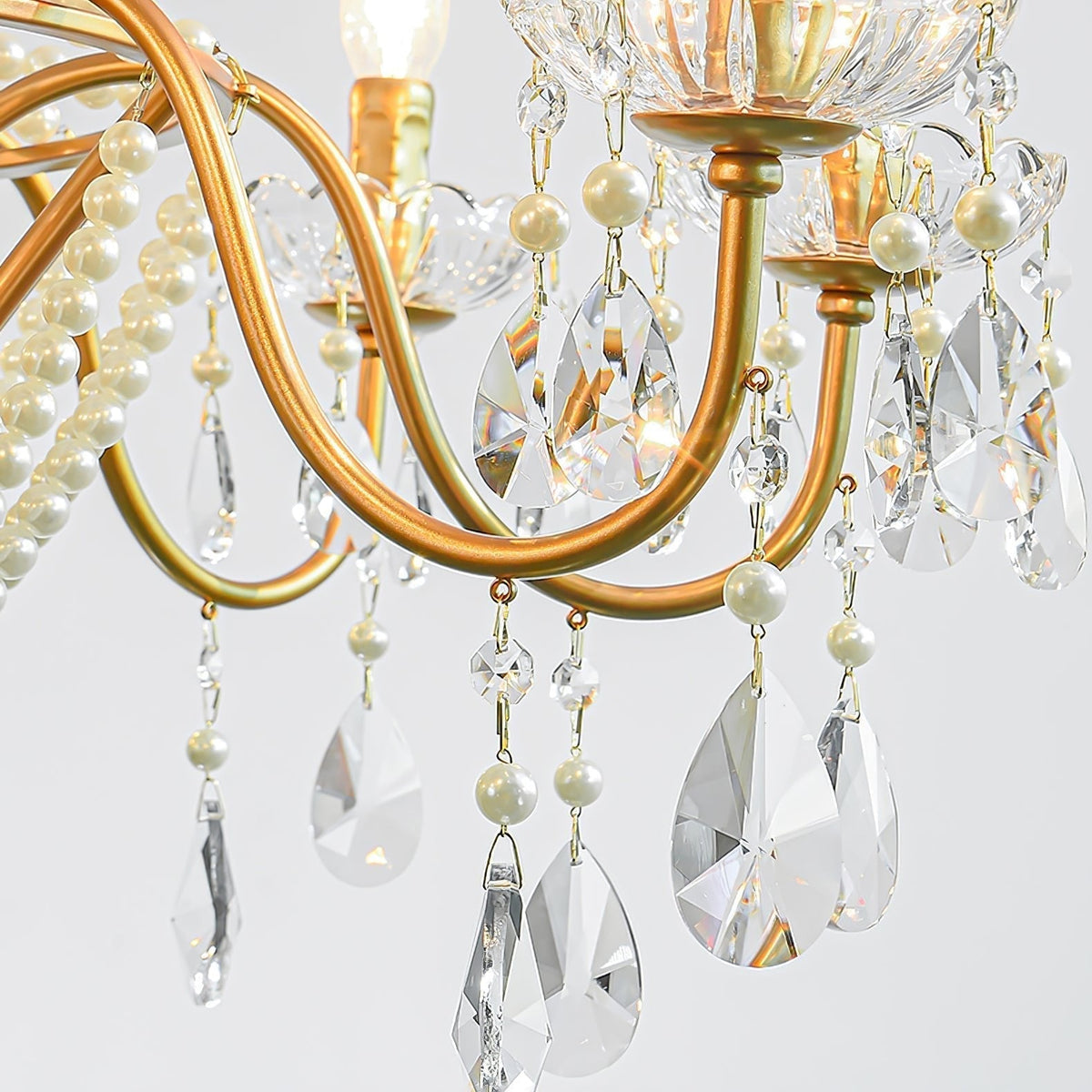 Eurvaros Vintage Crystal Brass Chandelier