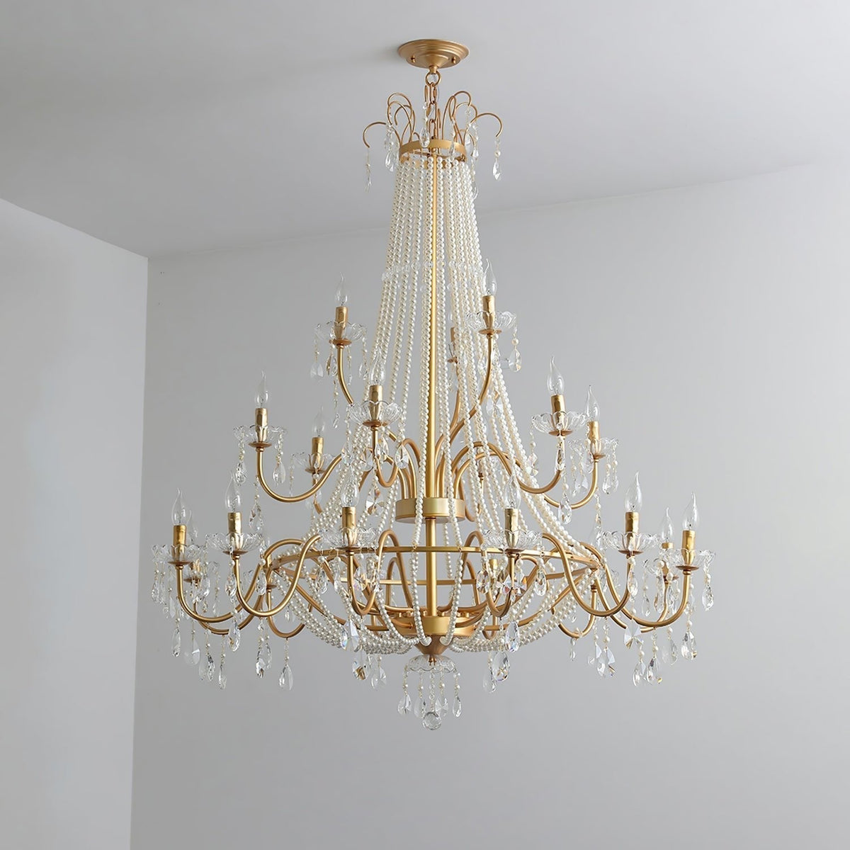 Eurvaros Vintage Crystal Brass Chandelier