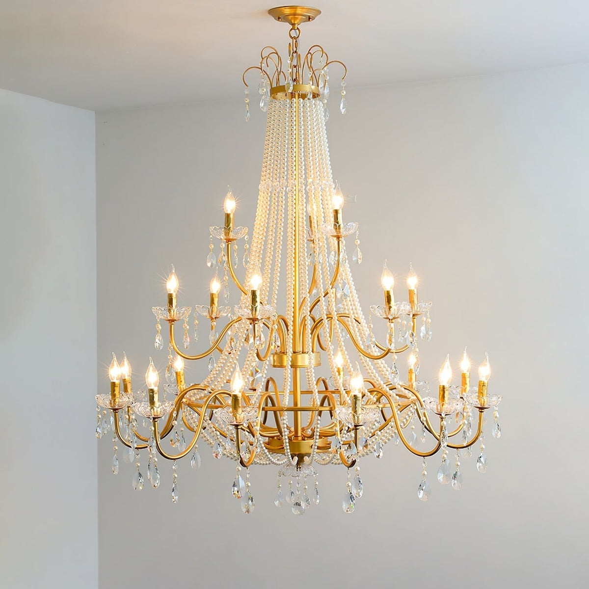 Eurvaros Vintage Crystal Brass Chandelier