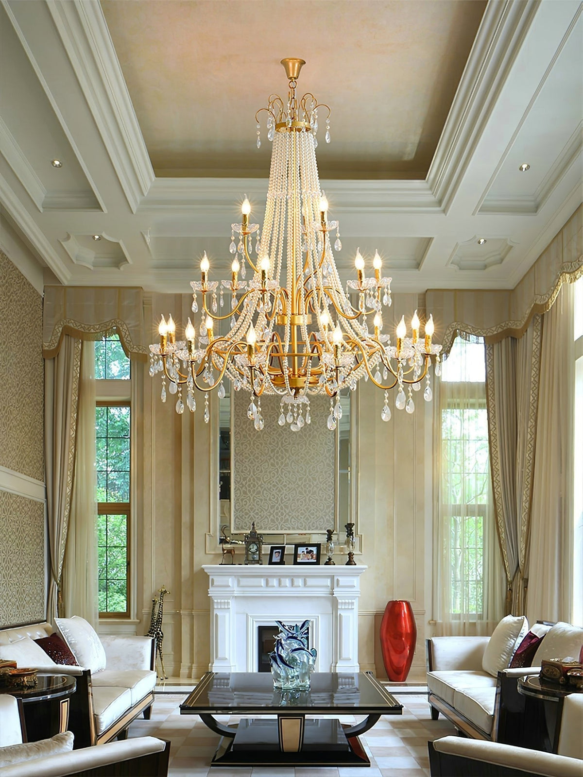 Eurvaros Vintage Crystal Brass Chandelier