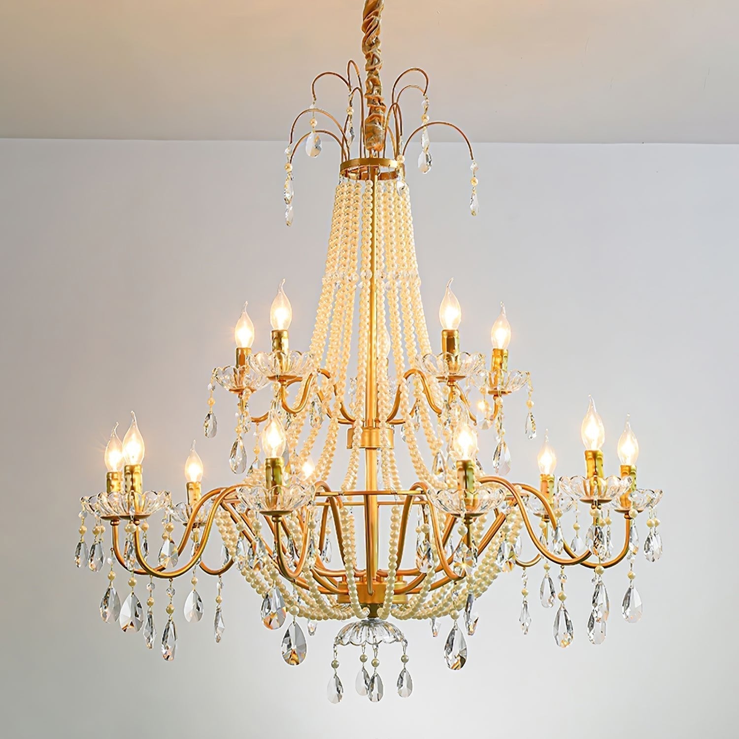 Eurvaros Vintage Crystal Brass Chandelier