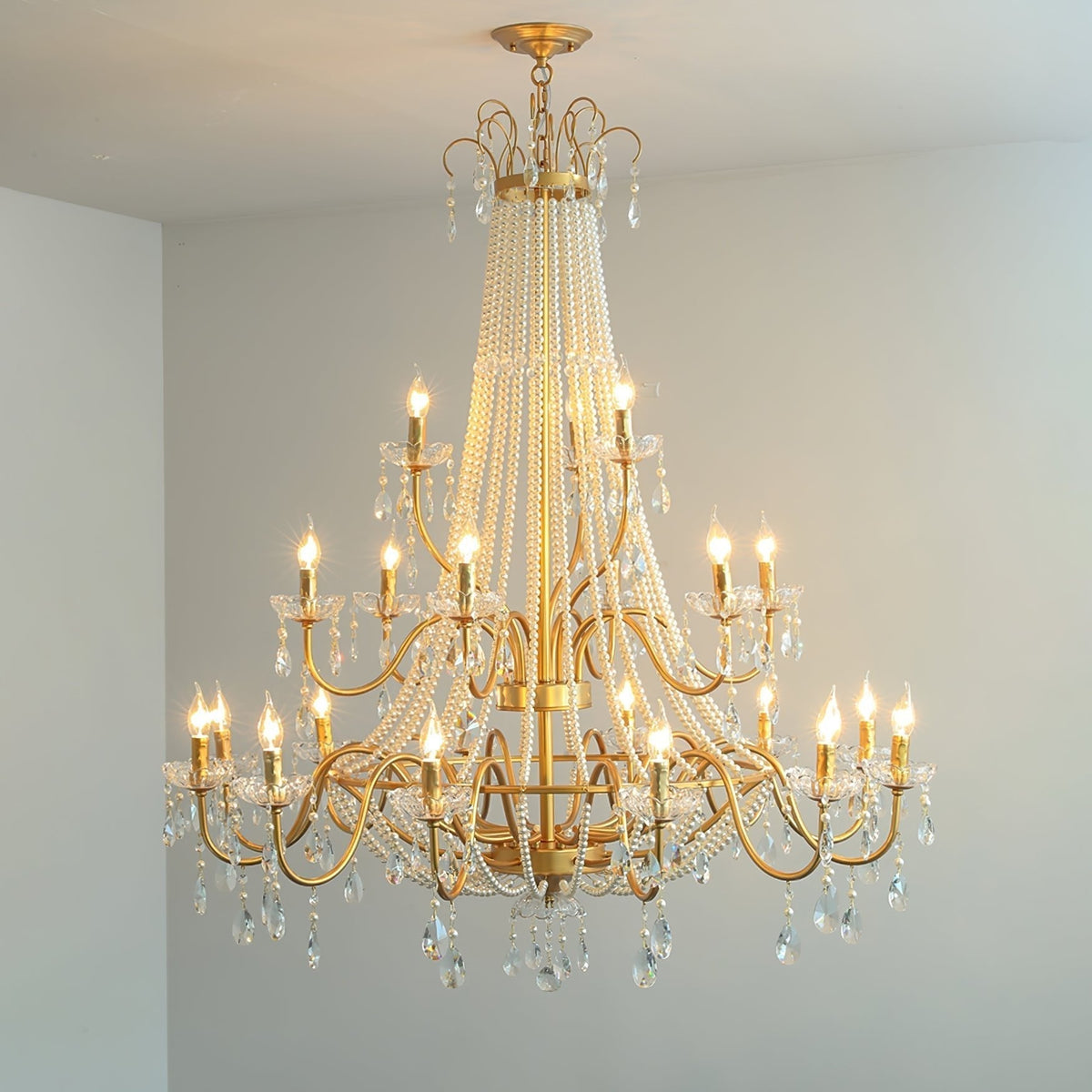 Eurvaros Vintage Crystal Brass Chandelier