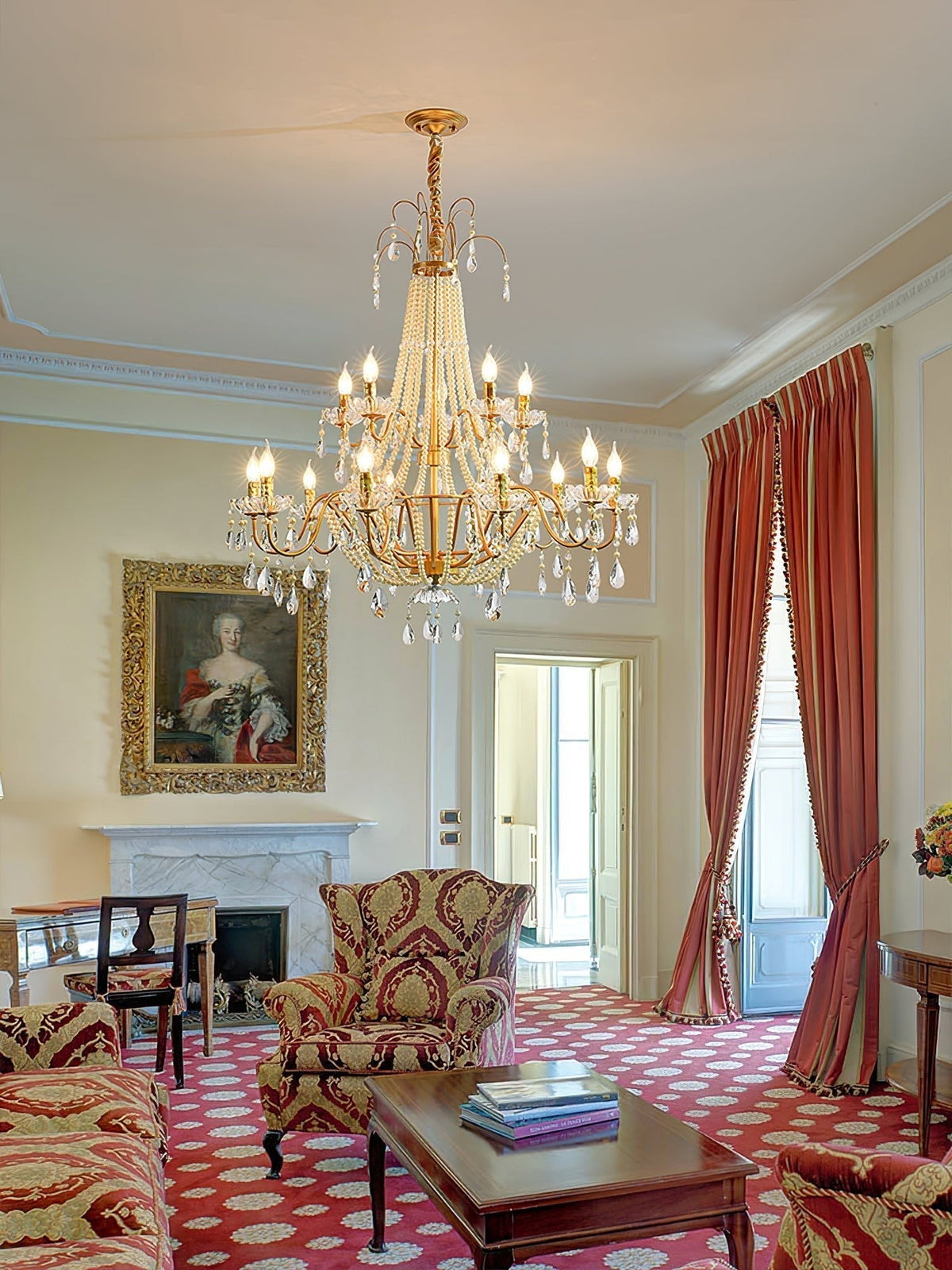 Eurvaros Vintage Crystal Brass Chandelier