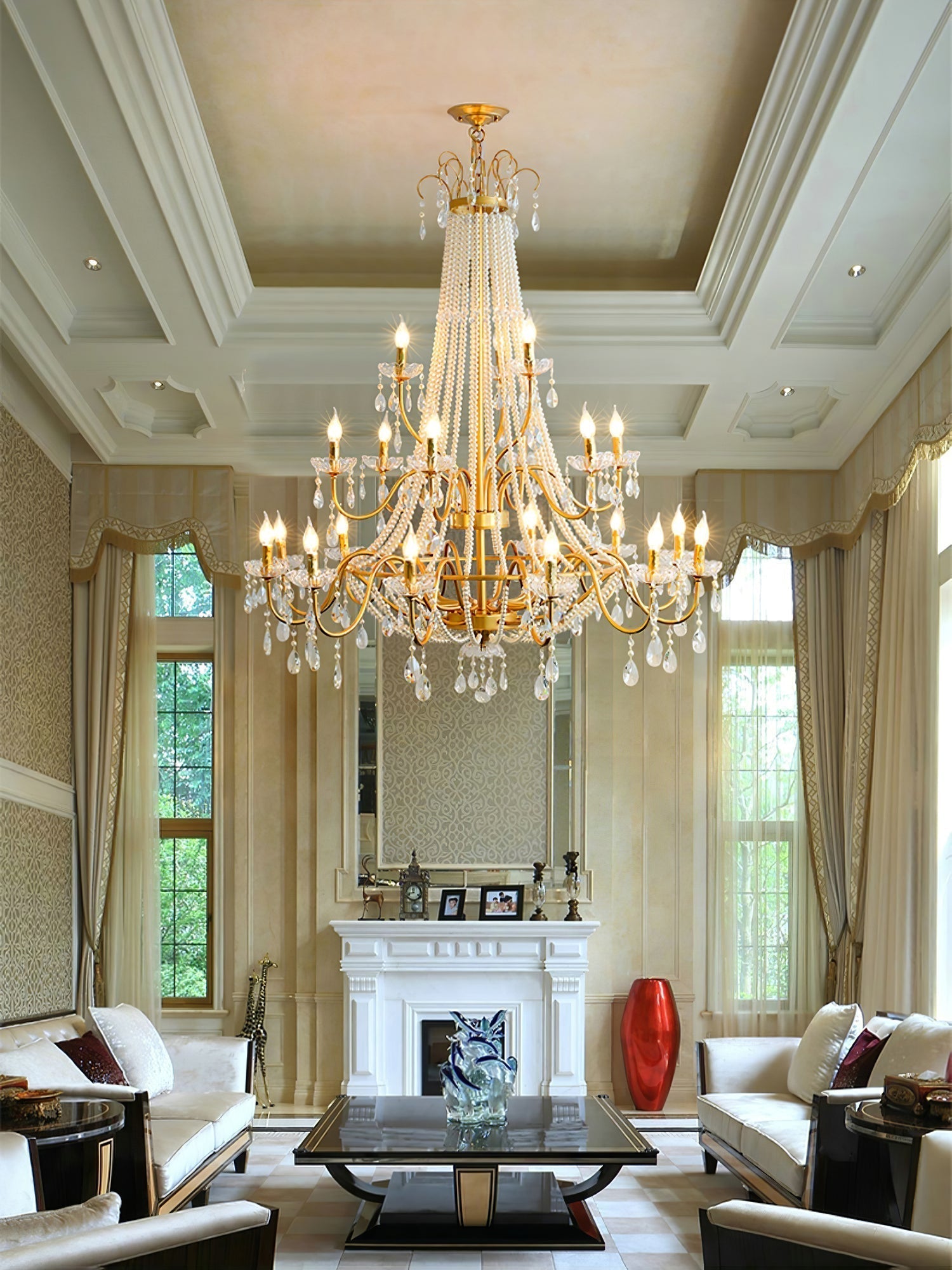 Eurvaros Vintage Crystal Brass Chandelier