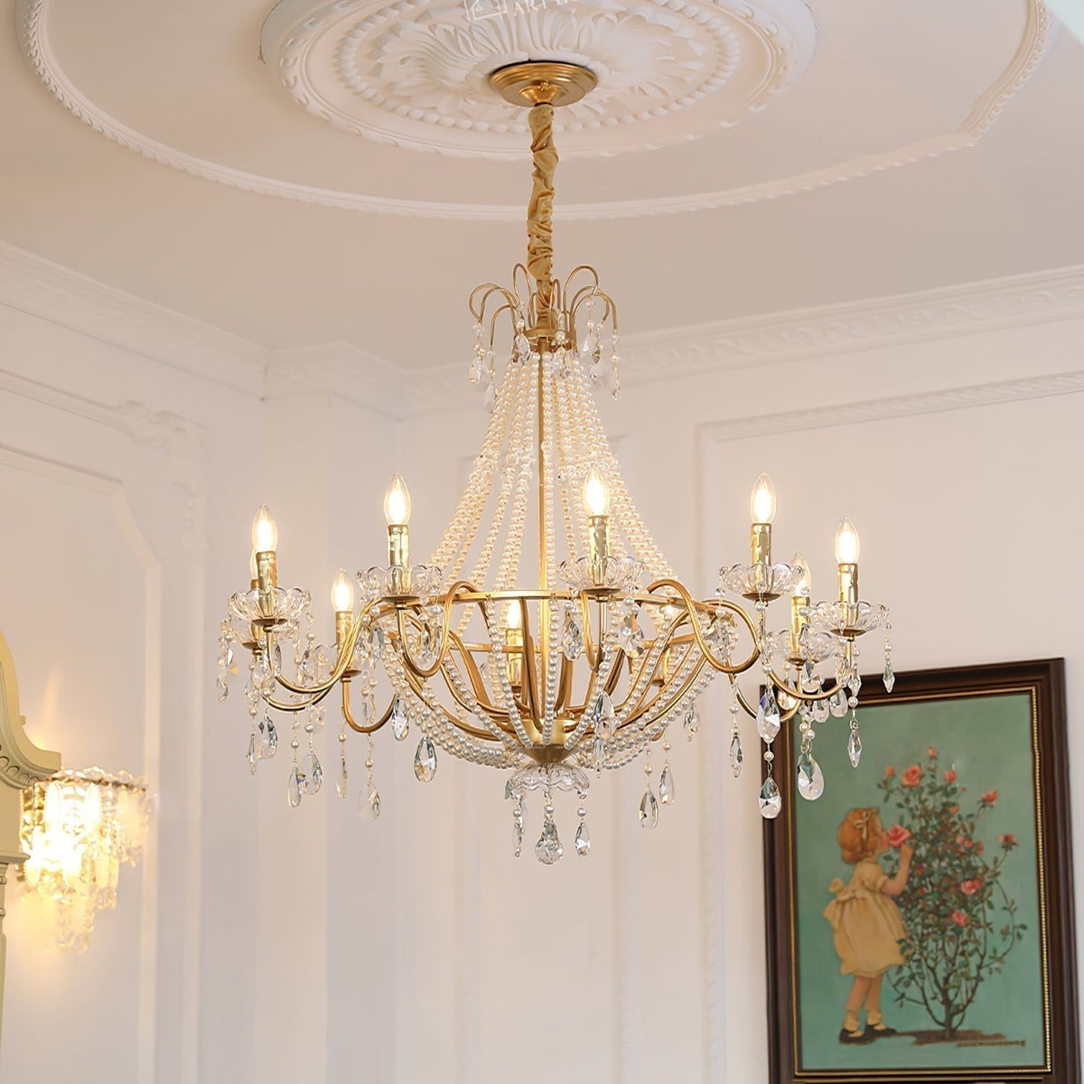 Eurvaros Vintage Crystal Brass Chandelier
